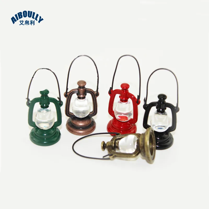 

10PCS 1:12 Miniature Vintage Oil Kerosene Lamp Storm Lanten Dollhouse Lighting Furniture Accessories
