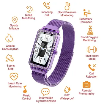 

Multi-function Girl's Smart Watch Bluetooth Heart Rate Monitor Waterproof 1.14 inch Women Smart Bracelet For Android IOS