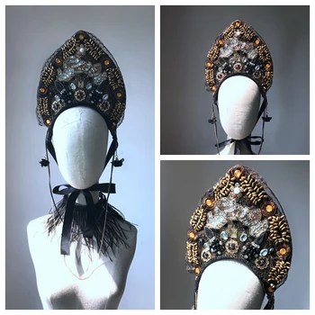 

Hand made move retro crown baroque gothic catwalk show exaggerated modelling hair fashion pictorial art