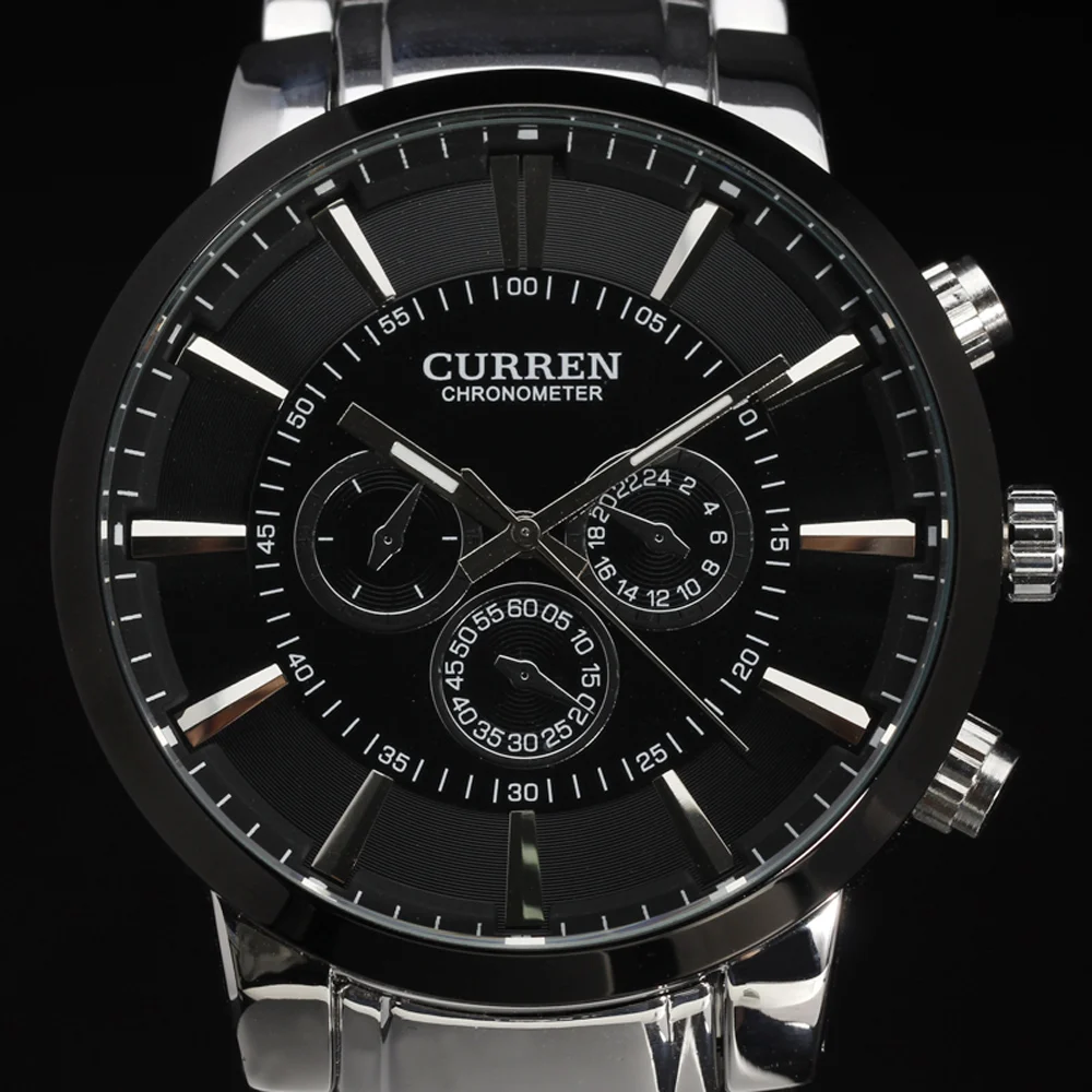 

top new curren ultrl big dial retro fashion design business clock luxury steel stainless man male wrist quartz sport watch 8001