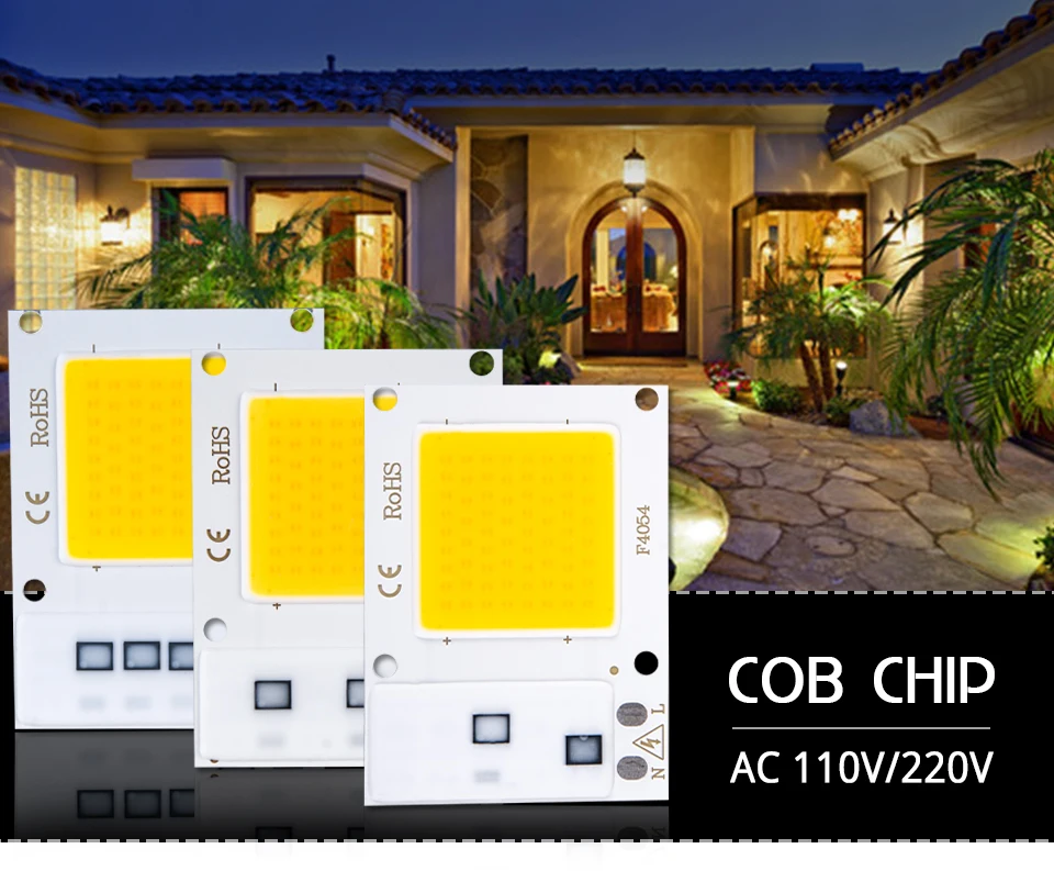 Светодиодный DOB AC 220 В ламповый чип 10 Вт 20 Вт 30 Вт достаточная мощность Смарт IC энергосбережение DIY светодиодный прожектор COB чип холодный белый