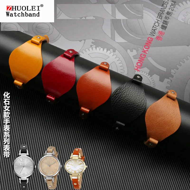 Online Correas de reloj de cuero genuino de alta calidad para fossil ES3077 ES2830 ES3262 ES3060 con estilo para mujer pulsera pequeña