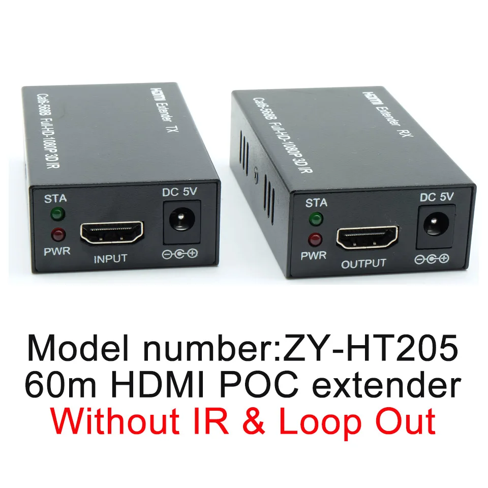 HDMI удлинитель с IR& Loop Out 1080P HDMI удлинитель 60 м без потери RJ45 к HDMI удлинитель передатчик приемник по Cat5e/Cat6 - Цвет: Without IR Loop Out