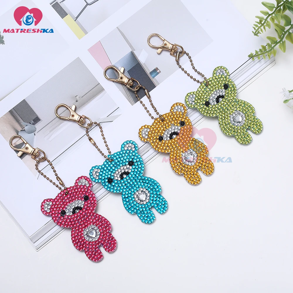 

DIY special Crystal Diamond Embroidery 5D Diamond Painting Key Chains accessories Round Bears Double Sided Stickers home Decor