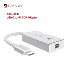 iVanky 4K@60Hz Type C to Mini DP Adapter for Samsung S9 USB C to Mini DP Adapter for Macbook pro,Laptop,Projector,Monitor,TV