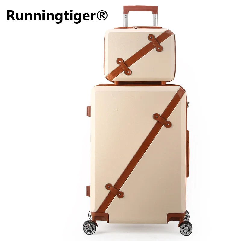 

Vintage Rolling Luggage Bag Travel suitcase set 20-28inch Women's Trolley Case set Men's Universal Wheel ABS Box Carry-On bags