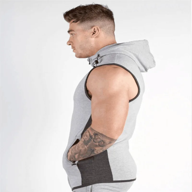 Yemeke ذكر كمال الاجسام الملابس هودي القطن هوديي الرجال بلوزات هوديس ياقة الرجال أكمام تانك القمم عارضة سترة