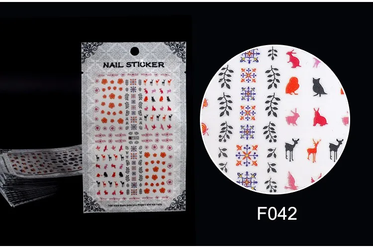 WUF 1 шт. ультратонкие 3D Цветочные Перья животные смешанный дизайн ногтей наклейки для украшения красоты инструменты для макияжа