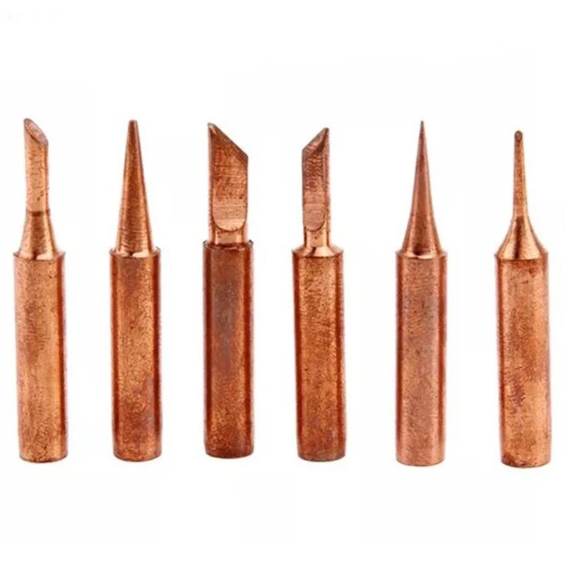 

6pcs 900M-T Copper Solder Iron Tip Lead Free Soldering Tips Welding Tools Set 6 Shapes Tips