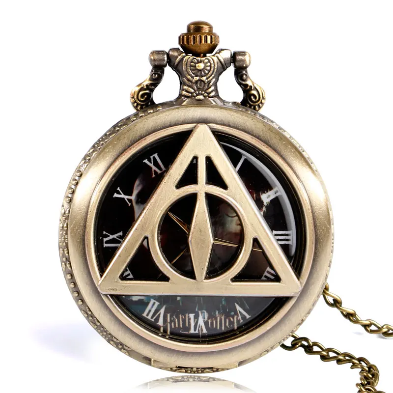 

Bronze The Deathly Hallows Lord Voldemort Quartz Men Women Pocket Watch Retro Copper Half Hunter Analog Hot Movie Watches Gift