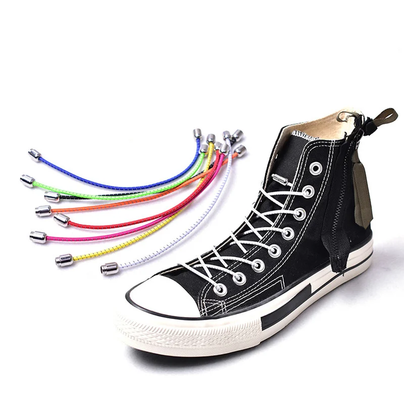 1Pair No Tie Shoelaces Elastic Locking Round Shoe Laces Kids Adult Sneakers Quick Shoelace Shoe Laces Strings Reflective Lace