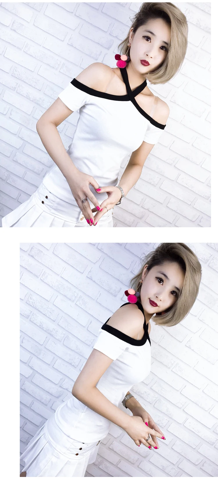 GGRIGHT женская футболка с открытыми плечами, летние топы из хлопка, белая черная полосатая Корейская футболка с коротким рукавом, женская футболка