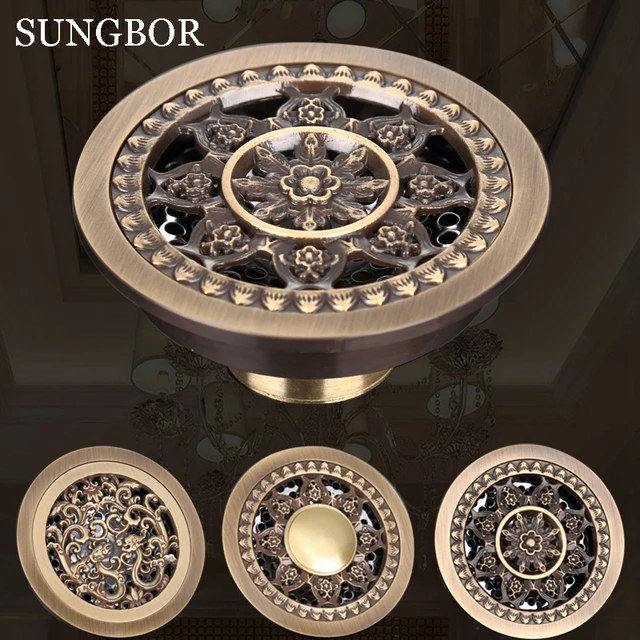 $US $16.96  Antique Brass Floor Drain Bathroom 10cm Shower Drain Bathroom Waste Grate Drain Free Shipping Round