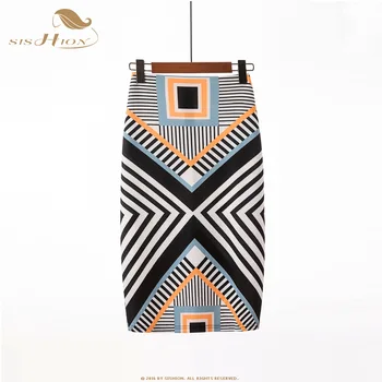 

SISHION 2019 New Summer Women Pencil Skirt QY0059 High Stretch Plus Size Skirt Letter pattern Midi Slip Hip Skirt Femme