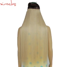 Wjz12070 5 шт./лот Xi. rocks Синтетический зажим для волос Расширение 28 дюймов Длина прямые пряди зажимы парики льняные светлые цвета парик