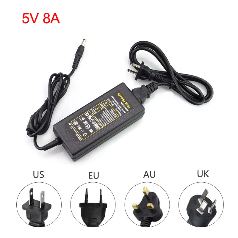 DC 5 V 24 V светодиодный Мощность адаптер 1A 2A 3A 4A 5A 6A 7A 8A светодиодный трансформаторы Светодиодные ленты Питание конвертер - Цвет: 5V 8A