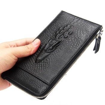 

Original Men Long Wallets Genuine Leather Wallet For Men Coin Purses Male Clutch Wallet Case Crocodile Carteira Masculina MWS155