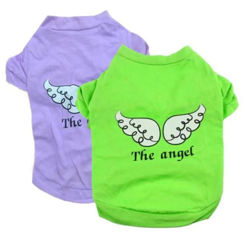 

Fashion Dog Pet Dog Spring Summer Clothes Roupa De MascotasThe Angel Vest Sleeveless T-Shirts Clothes Small Pet Dog Puppy New L4
