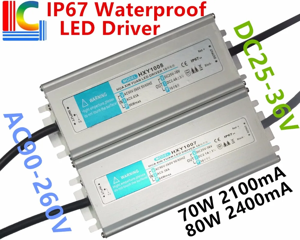 

High Quality 70W 80W IP67 Waterproof Power Supply 2100mA 2400mA LED Driver 110V 220V Floodlight Street Light Transformer CE