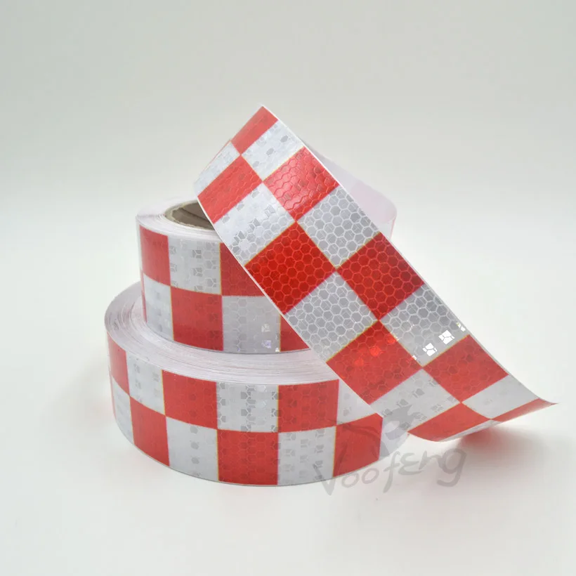 Red/ White Square diamonds reflective tape with self adhesive for truck, free shipping