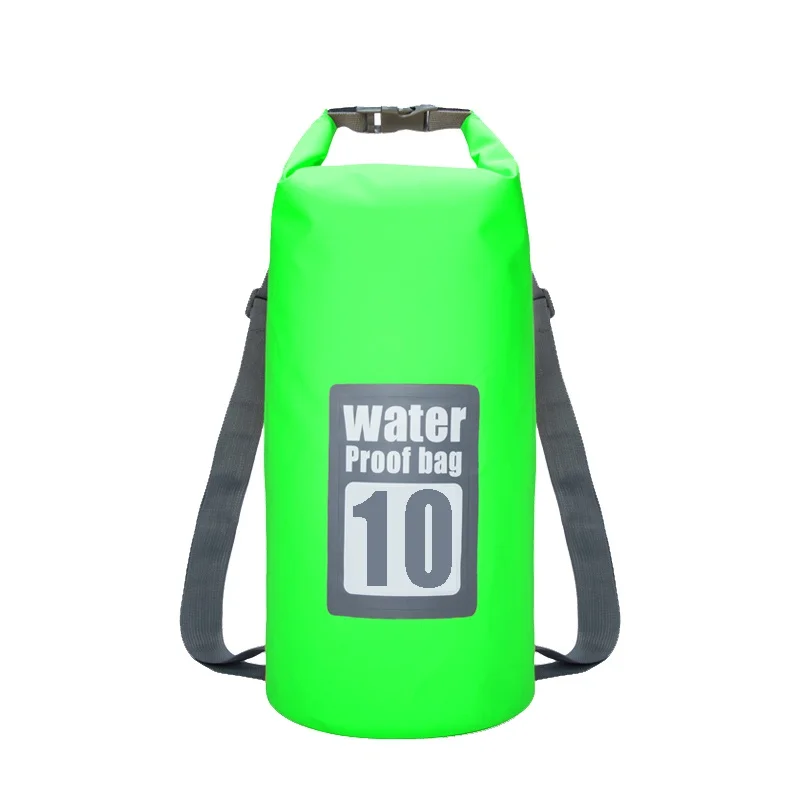 5L 10L Водонепроницаемый сухой мешок с плоской подошвой, уличные пляжные двойные плечевые ремни pvc с пряжкой плавающей мешок для хранения путешествия Плавание плавания рафтинга сумка - Цвет: green 10L