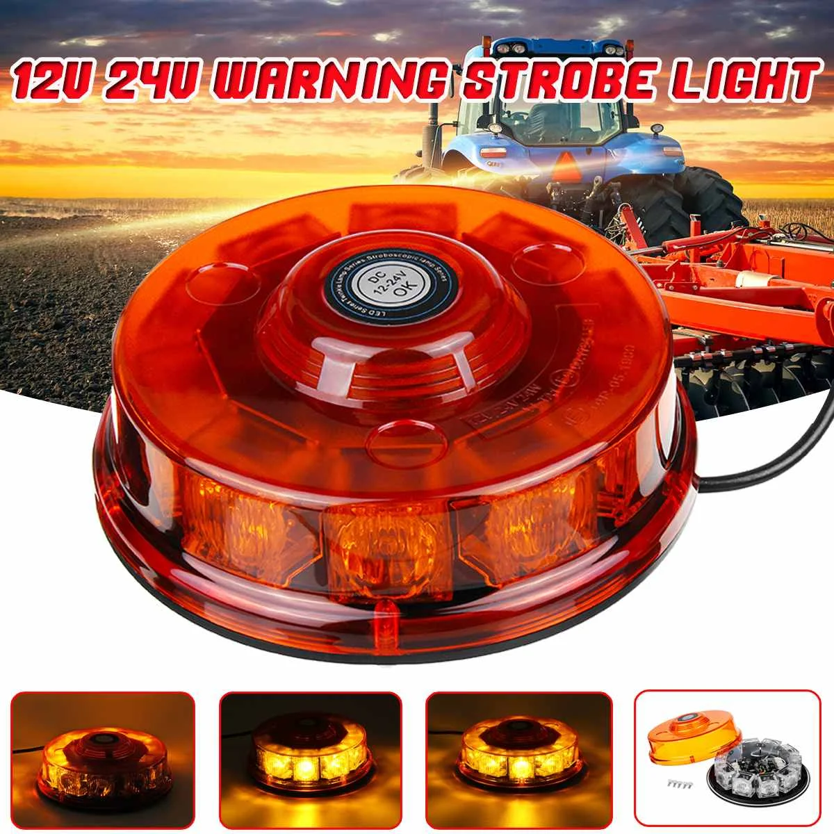 

Car Magnetic Roof LED Strobe Beacon Light Amber Top Hazard Warning Flash Emergency Lights Rotating Flashing Signal Lamp