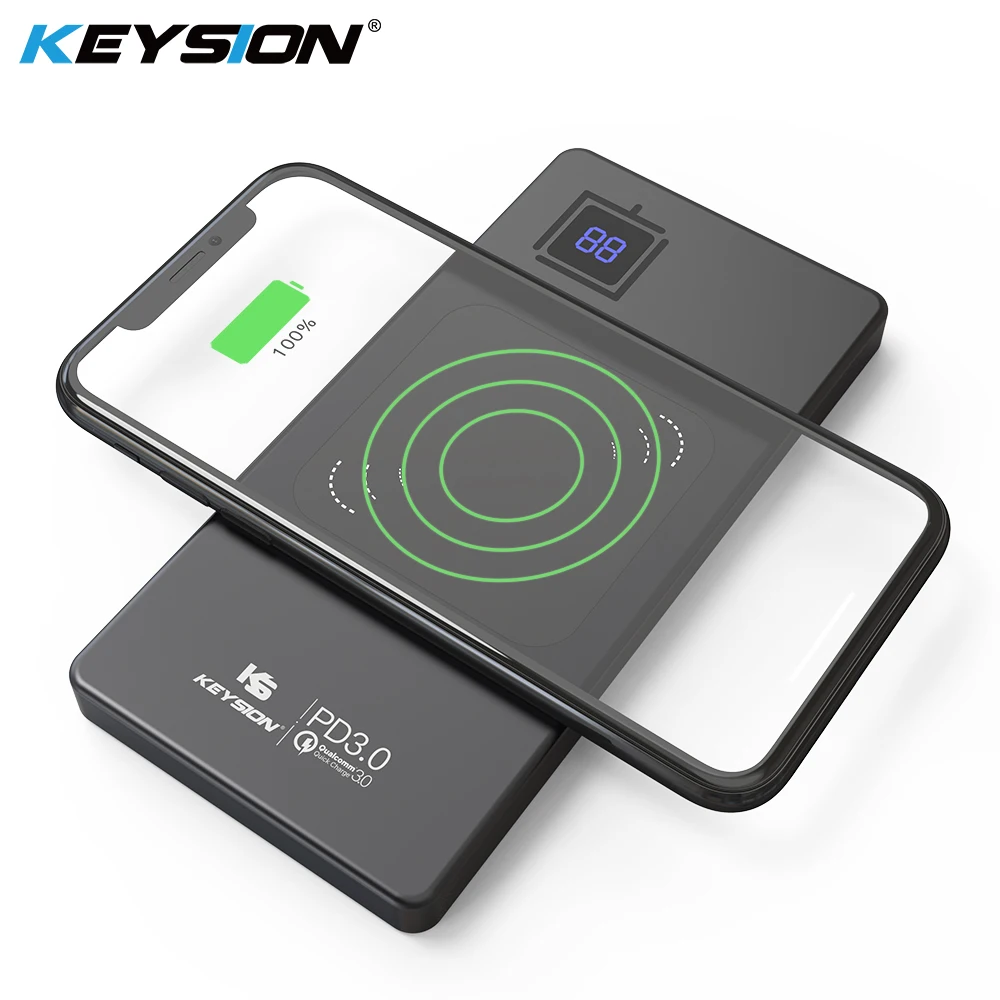 KEYSION 10000mAh Metal Type-C PD/QC3.0 Power Bank 15W 10W 7.5W Fast Qi Wireless Charger Battery for iPhone XS Max XR Mate 20 Pro | Мобильные