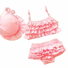 Детский купальник для девочки, купальник из 3 предметов, бикини для девочки+ плавки+ шапочка для плавания, летняя одежда для плавания для девочек 12-24 месяцев