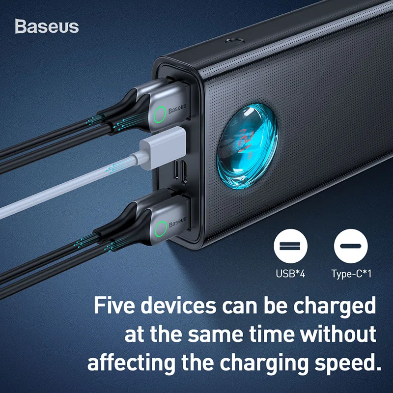 Baseus, 30000 мА/ч, зарядное устройство USB C PD3.0, быстрая зарядка, 3,0, 30000 мА/ч, портативное Внешнее зарядное устройство для Xiaomi Mi