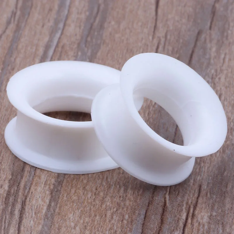 wholesales 96pcs 4-25mm white silicone double flare hollow earring gauges expander kits piercing plugs flesh tunnel