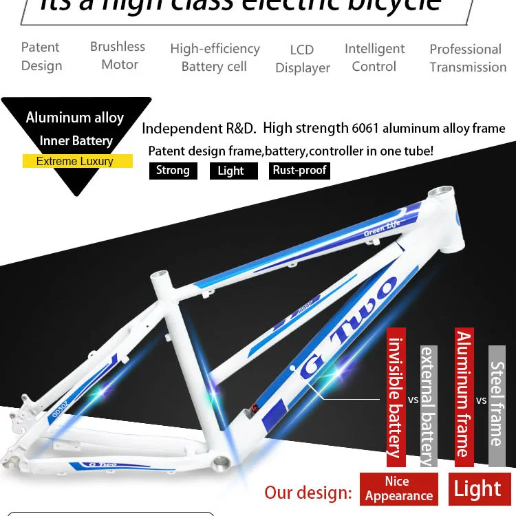 Perfect G Two 2018 new 26inch 27Speed Electric Bike Powerful Electric Mountain Bike Lithium Battery 250W 350W 48V  eBike  Electric MTB 16