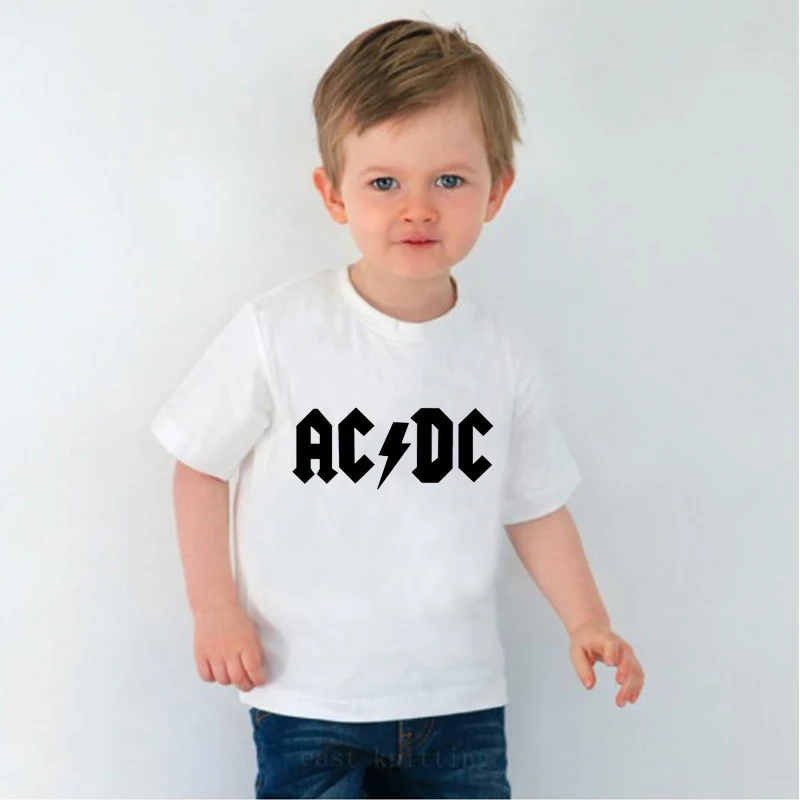 ACDC/детская футболка в стиле рок, хлопковая Повседневная футболка с короткими рукавами и круглым вырезом для мальчиков и девочек детская рубашка одежда для малышей