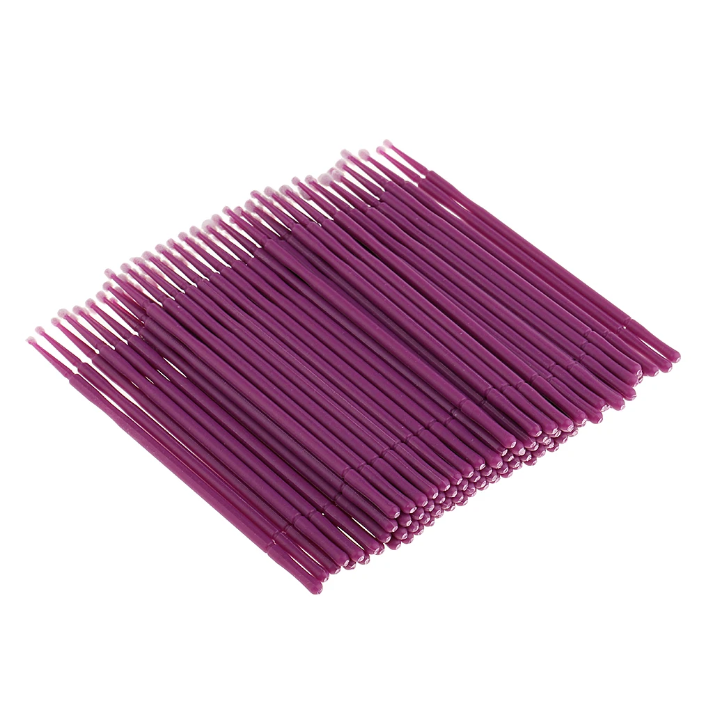 100 Pieces Disposable Eyelash Eyeshadow Extension Small Brushes Applicators Mascara Purple