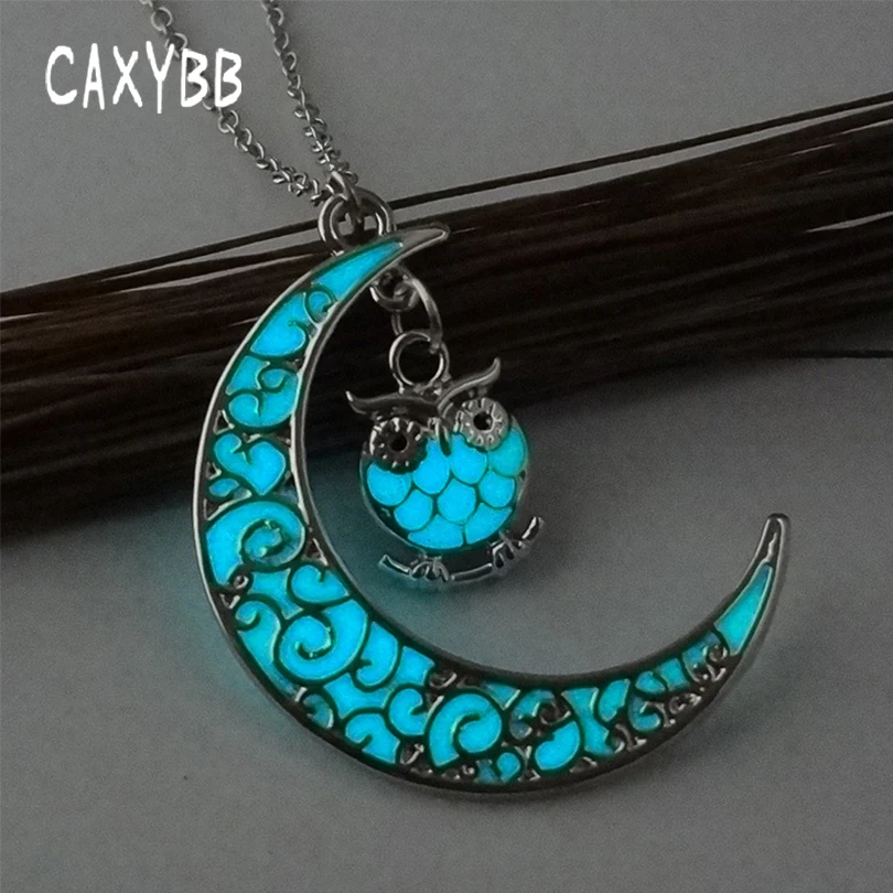 

Caxybb Fashion Women's moon Shine Chain Necklaces owl Charm Shining Necklaces Fashion Jewelry Pendants Statement Necklace