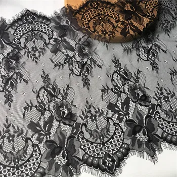 

3meters Big Eyelash White & Black Lace Trim Mesh Lace Ribbon Decoration Crafts Sewing Lace For Wedding Making Decoration