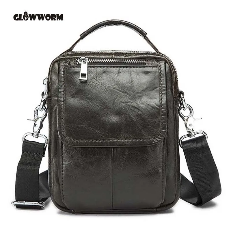 Genuine Leather Mens Bags Small Flap Casual Messenger Bag Male Crossbody Bags Men&#39;s Shoulder Bag ...