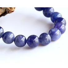 Скидка,, натуральные синие танзанитовые полированный тянущийся браслеты, круглые бусины 9,5 мм