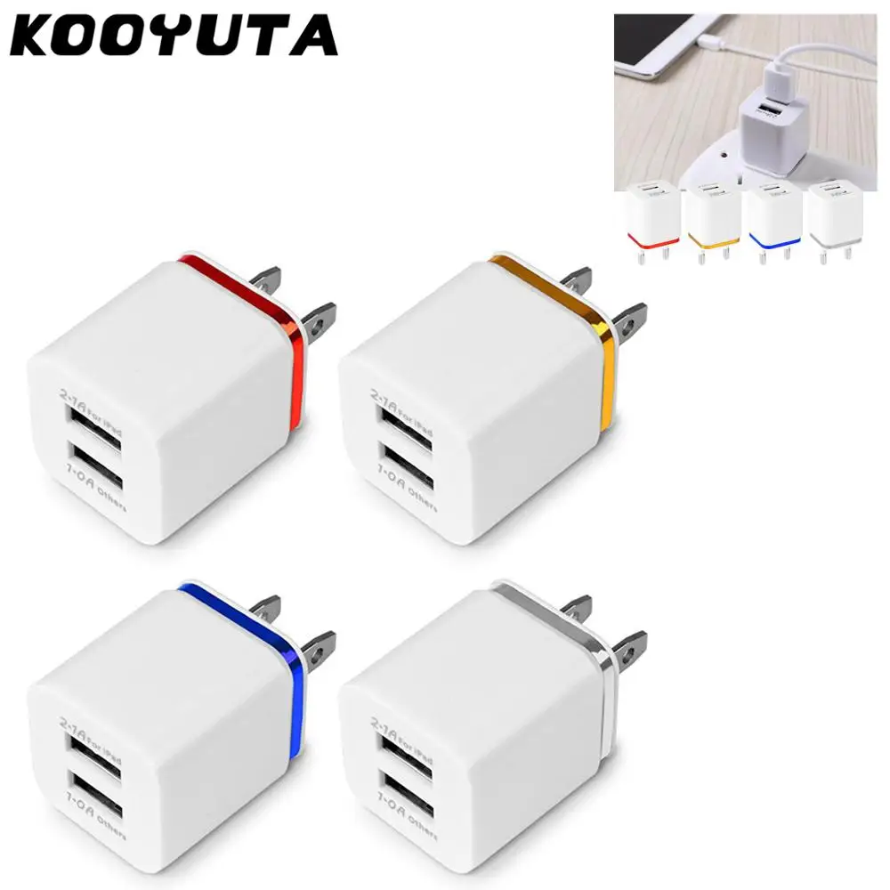 

KOOYUTA Dual USB Cell Mobile Phone Charger 5V2.1A/1A EU US Plug Wall Power Adapter for iPad iPhone Samsung HTC Cell Phones
