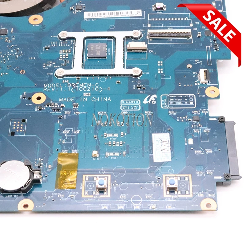 NOKOTION BA92-06785A BA41-01219A ноутбук материнская плата для Samsung R540 NP-R540 материнская плата BREMEN-C HM55 DDR3 процессор+ Raidiator