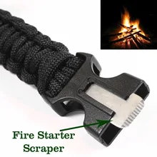 Paracord Rescue Rope Escape Bracelet 4 in 1 Flint Fire Starter Whistle Outdoor Camping Survival Gear Buckle Travel Kit Equipment