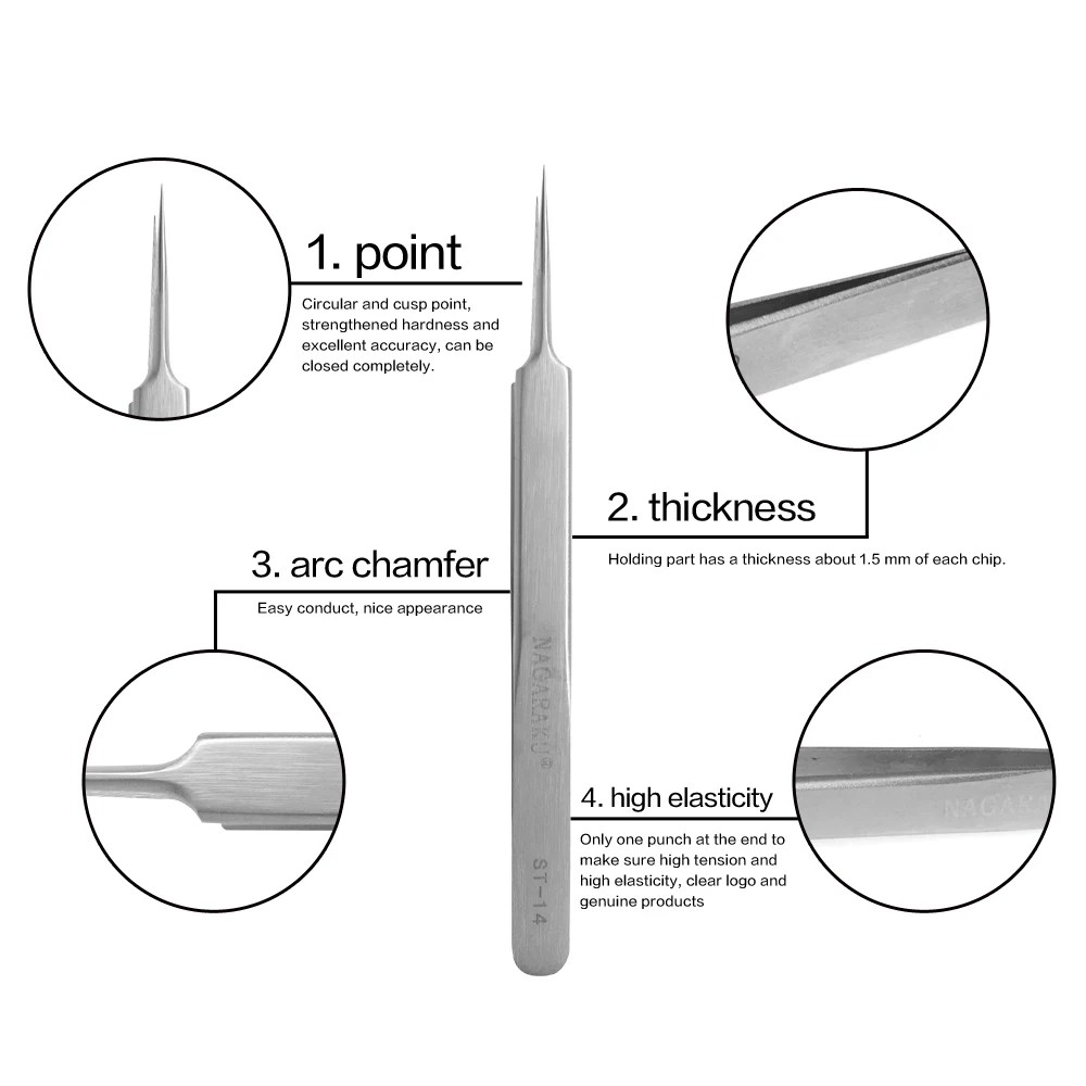 NAGARAKU Eyelash Extension Tweezers Professional Accurate Volume Classical Stainless Steel Makeup eyelash tweezers