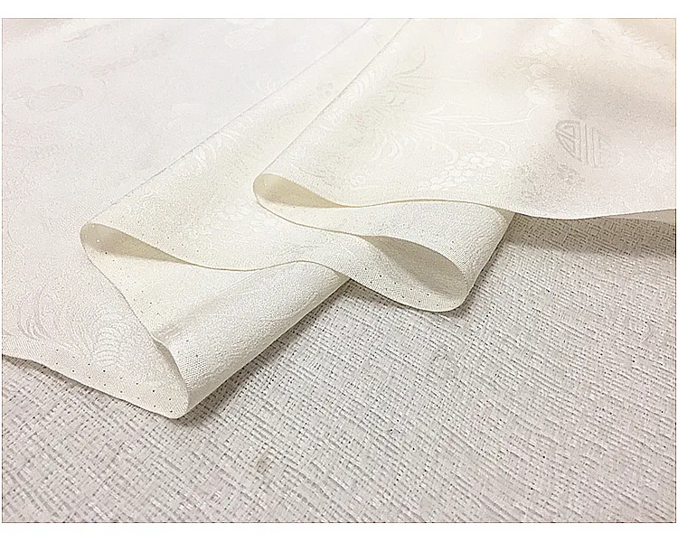 Белый жаккард чистый шелк ткань шелк атлас Ткань цветочный дизайн, SFF154