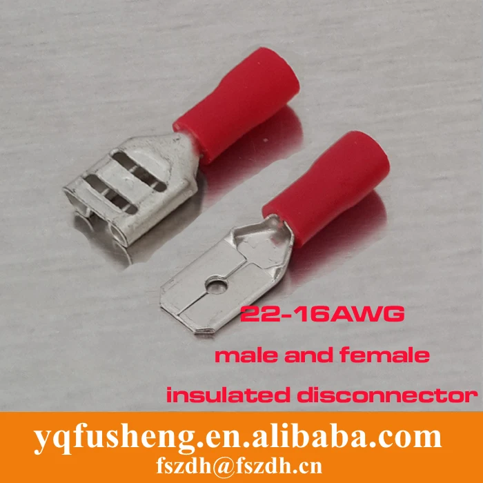 100 set 4.8mm Female/Male Insulated Wire Terminal Connectors 22 16 AWG
