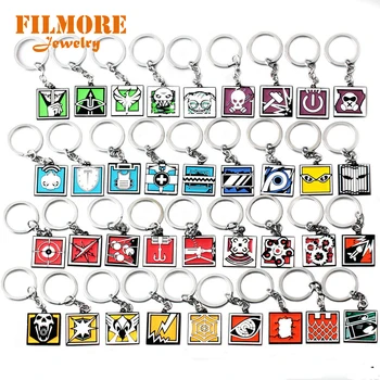 

36pcs/lot Game Rainbow Six Siege Key Chains Jager Glaz Metal Keychain Male Car Keyring Holder for Men Women Jewelry Wholesale