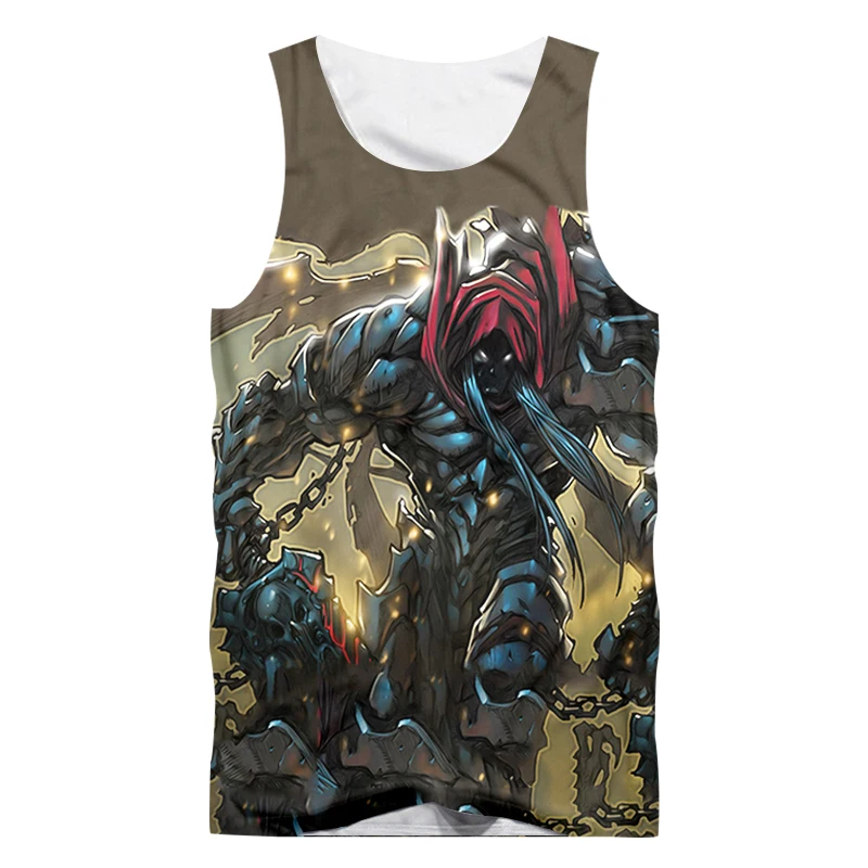 Темно-сайдеры майки для мужчин 3d крутой принт Darksiders2 Singlets Мужская модная верхняя одежда в стиле панк Бодибилдинг Sleevelss рубашки 5XL