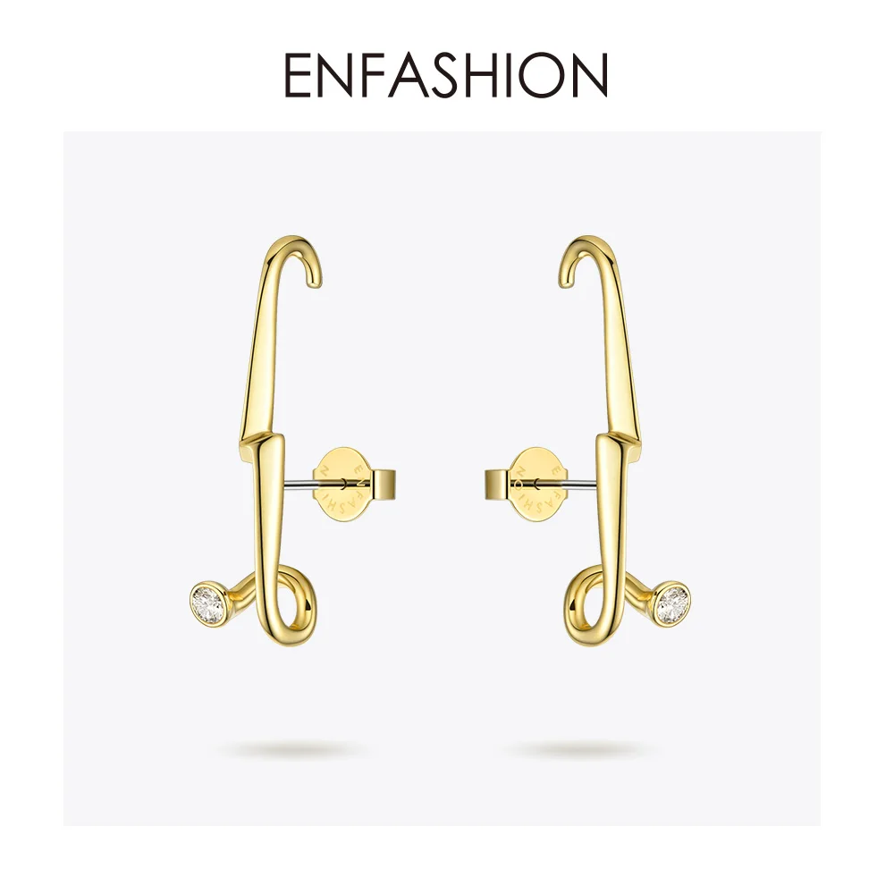 Женские панковские геометрические серьги гвоздики ENFASHION золотистые
