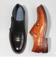 CH.KWOK European style men’s Italian buckled derby shoes men’s business casual leather shoes formal dress wedding monk shoes men