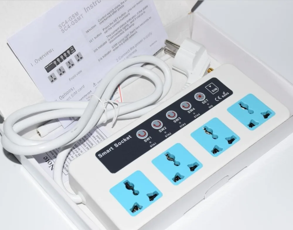 Adaptador Tomada Surge Protector Energy Saving 3 Sockets Remote Control Wireless Gsm Sim Smart Power Switch Socket Wholesale