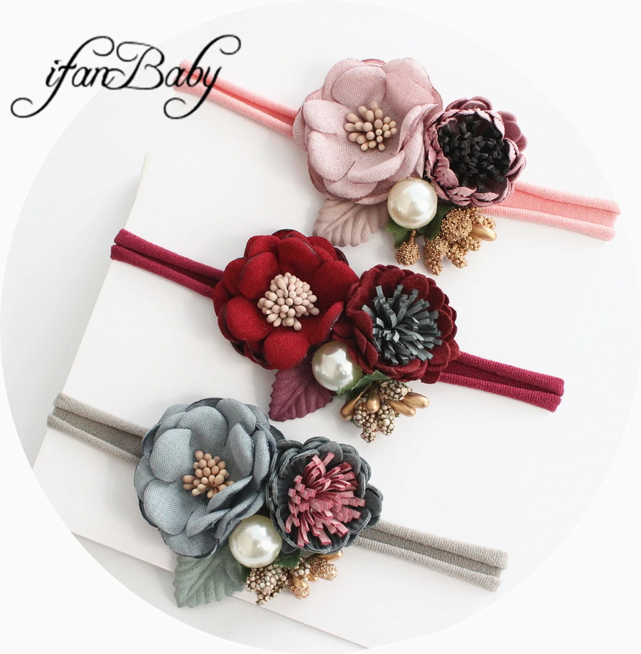 

2019 infant baby girl flower headband nylon headband elastic headwear