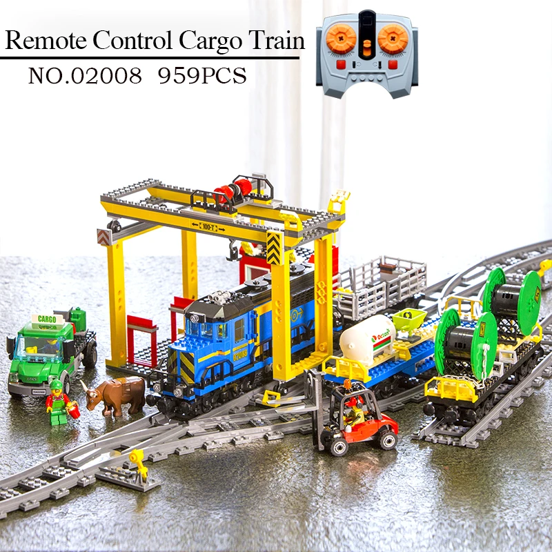 

Lepin 02008 02009 City Series Remote Control Cargo Train Set Building Blocks Bricks legod 60052 Children Educational Toys Gifts